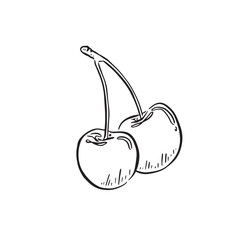Hand drawn cherries in line.