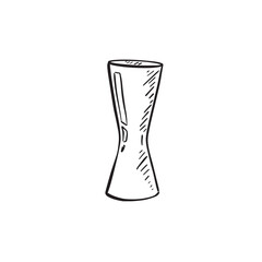 An alcoholic drinks measure in black and white.