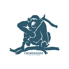 Chimpanzee logo design vector. Silhouette Chimpanzee Template Illustration. Icon Symbol
