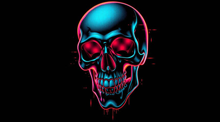 Neon skull art digital skull illustration skull graphic design skull artwork skull drawing skull poster