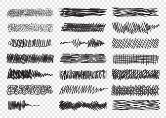 Set of unique hand drawn strokes. Doodle graphic strokes for texture, vector brushes, backgrounds, dividers, underlines