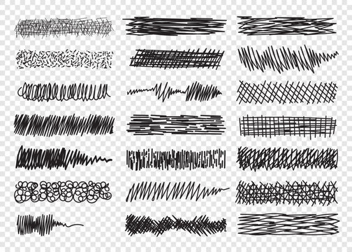 Set of unique hand drawn strokes. Doodle graphic strokes for texture, vector brushes, backgrounds, dividers, underlines