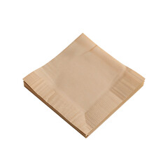 Stack of brown paper napkins isolated on transparent background
