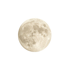 Bright full moon isolated on transparent background
