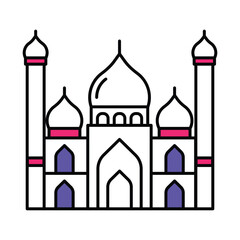 Taj Mahal Vector Filled outline illustration style icon