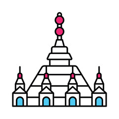Shwedagon Pagoda  Vector Filled outline illustration style icon