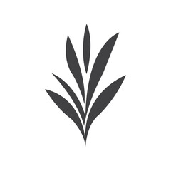 Stylized Plant Leaves, Abstract Floral Design, Simple Vector Graphic