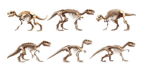 Pack Collection TRex Skeletal Poses Dinosaur Anatomy Reference for Artists and Animators set against transparent background