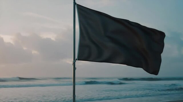 Black flag on the beach.