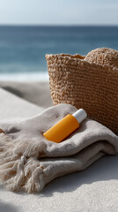 straw hat on the beach