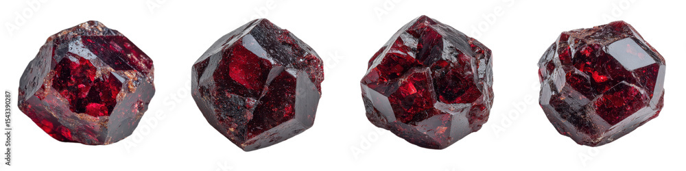 Poster stunning red gemstones with intricate internal patterns and textures