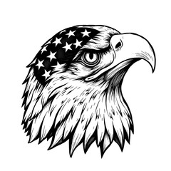 Patriotic Eagle Head with American Flag Bandana Illustration