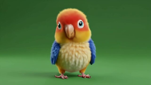Adorable Sun Conure Parrot on Green Background