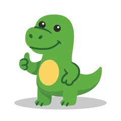 Cute Green Dinosaur With Thumbs Up Pose Vector Cartoon Illustration
