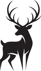 Elegant Deer Stag Silhouette Vector Icon Design - Minimalist Animal Symbol Illustration for Branding
