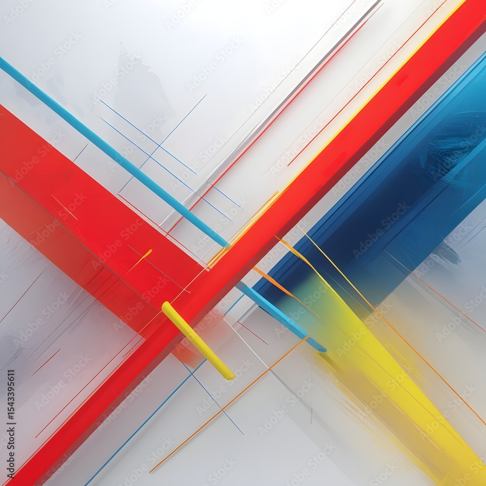 Poster the abstract design features intersecting diagonal lines, bold and delicate widths, and clashing col
