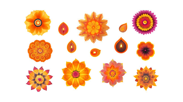 Pack Collection Vibrant Floral Mandala Designs Perfect for Textiles Prints  More set against transparent background