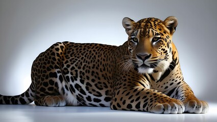 body view of a jaguar (Panthera onca) in walking pose, isolated with no background