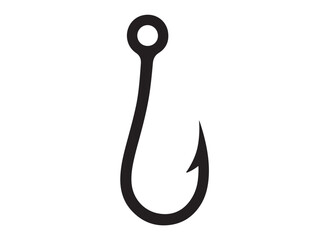 fishing hook logo silhouette vector, fishing hook logo icon silhouette, a silhouette vector simple fishing hook logo, fishing hook logo icon on black and white vector silhouette on white background