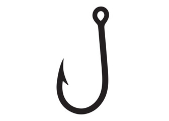 fishing hook logo silhouette vector, fishing hook logo icon silhouette, a silhouette vector simple fishing hook logo, fishing hook logo icon on black and white vector silhouette on white background