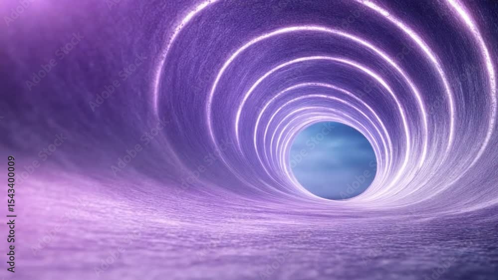 Poster Mystical Portal: A breathtakingly vibrant and otherworldly tunnel beckons the viewer, with an infinite array of concentric circles creating an illusion of deep space in a photorealistic rendering.