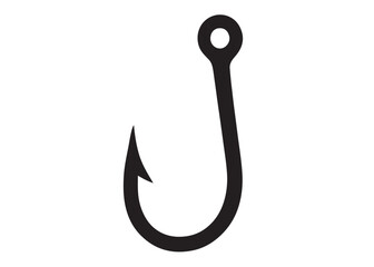 fishing hook logo silhouette vector, fishing hook logo icon silhouette, a silhouette vector simple fishing hook logo, fishing hook logo icon on black and white vector silhouette on white background