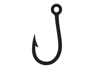 fishing hook logo silhouette vector, fishing hook logo icon silhouette, a silhouette vector simple fishing hook logo, fishing hook logo icon on black and white vector silhouette on white background