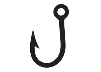 fishing hook logo silhouette vector, fishing hook logo icon silhouette, a silhouette vector simple fishing hook logo, fishing hook logo icon on black and white vector silhouette on white background