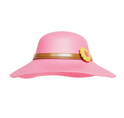 꽃 무늬 장식 핑크 밀짚 모자 Pink Straw Sun Hat with Floral Decoration