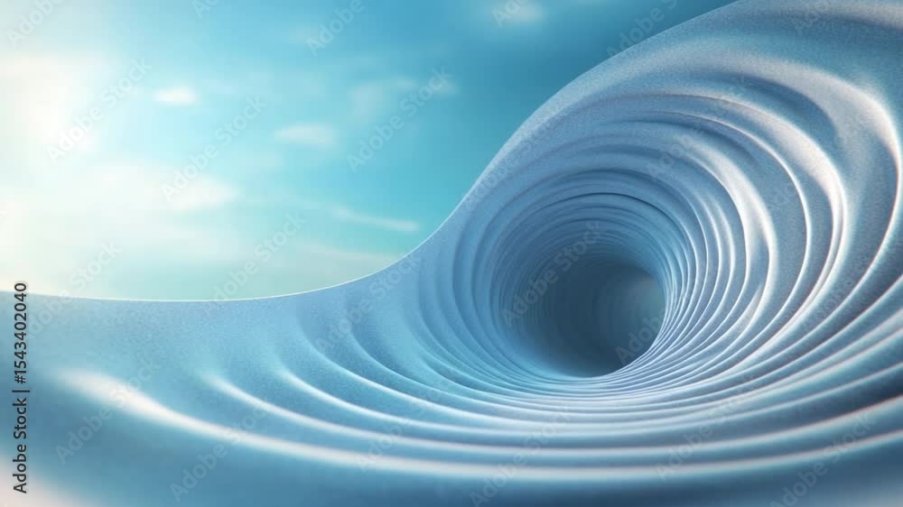 Aufkleber Abstract Ocean Vortex: A mesmerizing abstract image depicting a swirling vortex resembling an ocean wave, creating a sense of depth and movement against a serene sky.