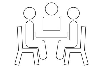 Meeting line icon black set. Containing seminar, business meeting, presentation, interview, conference, assembly, agreement and discussion icons.