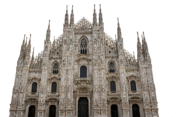 The facade of Duomo di Milano isolated