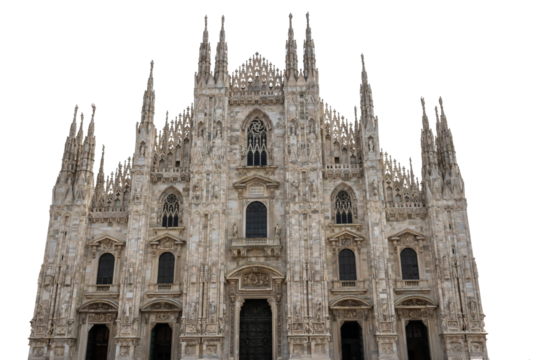 The facade of Duomo di Milano isolated