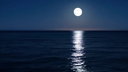 full moon over the calming sea, ideal for mindfulness apps, wallpapers, or romantic content.