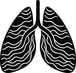 Mental health awareness vector silhouette illustration Breathing Exercises with Lungs Formed by Calming Waves