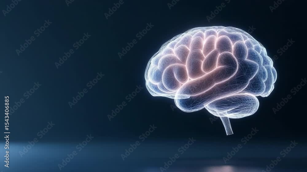 Poster illuminating intellect: a 3d-rendered depiction of a glowing brain, symbolizing the power of thought