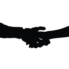 Silhouette of two hands in a handshake, symbolizing agreement and partnership