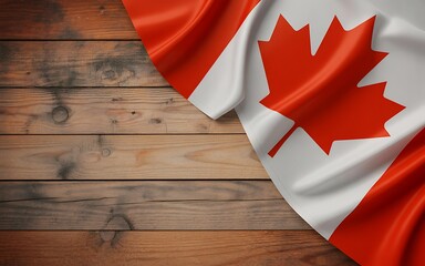 Canadian Flag Draped on Weathered Wood A Patriotism Image