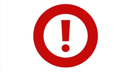 Attention symbol emphasized in red with a circular design on white