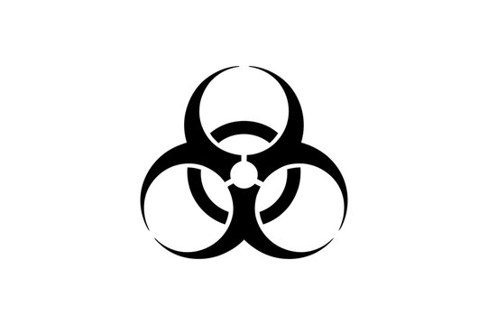 Illustration of a black and white biohazard symbol