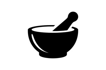 Simple black and white mortar and pestle illustration