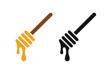 Illustration of two honey dippers with dripping honey