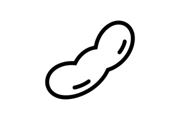 Simple outline drawing of a bean shape on white