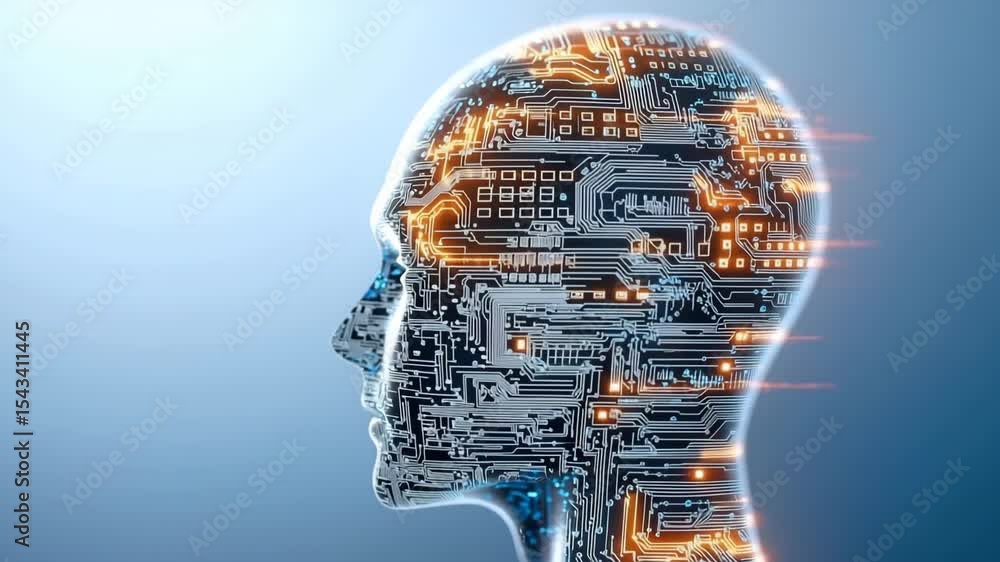 Aufkleber artificial intelligence technology digital brain circuit futuristic innovation human head electronic