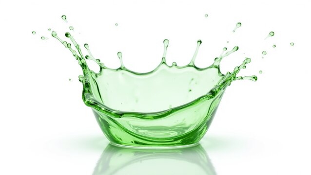 Realistic green water splash isolated on a white background