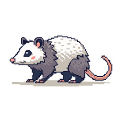 Cute opossum pixel vector illustration