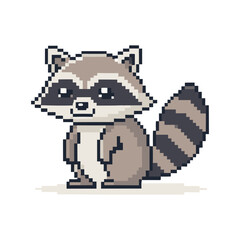 Cute raccoon pixel vector illustration