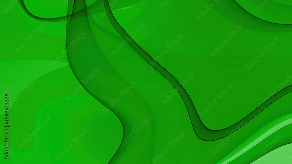 Poster abstract green background with dark green wavy lines and light green areas creating depth effect