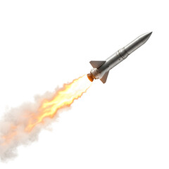 Missile Rocket with Fire Trail – Isolated on Transparent or White Background