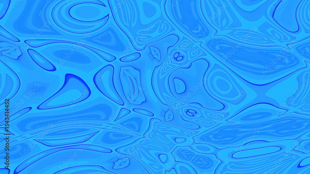 Poster abstract background with flowing blue shapes and contours creating a wavy liquid effect design art